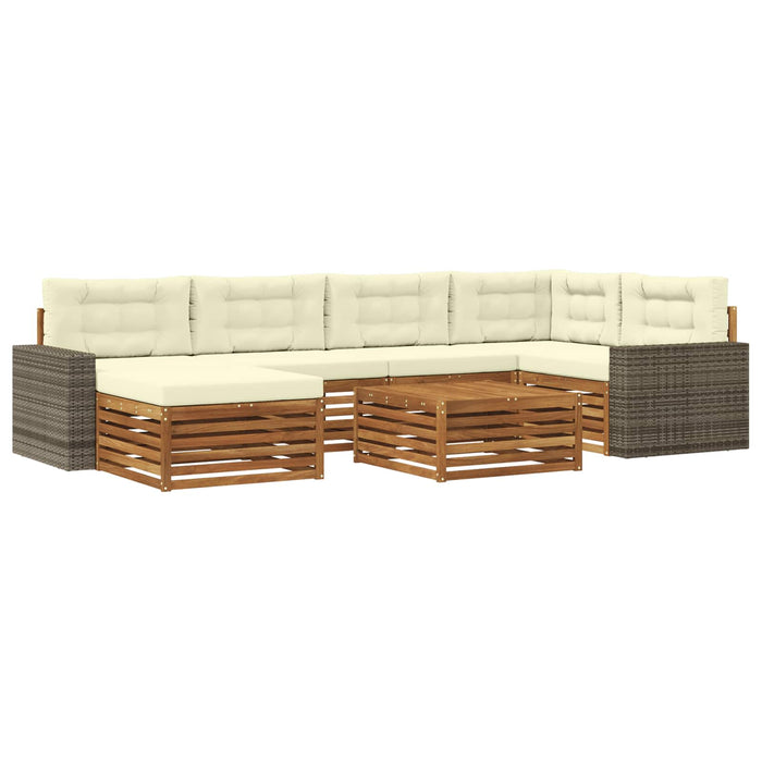 Set de canapele de exterior cu pernă 7 pcs Natural și Crem WALTI