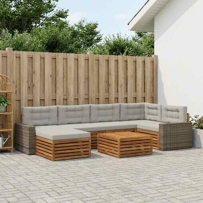 Set de canapele de exterior 7 pcs Natural și gri deschis WALTI