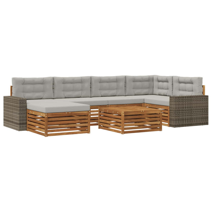 Set de canapele de exterior 7 pcs Natural și gri deschis WALTI