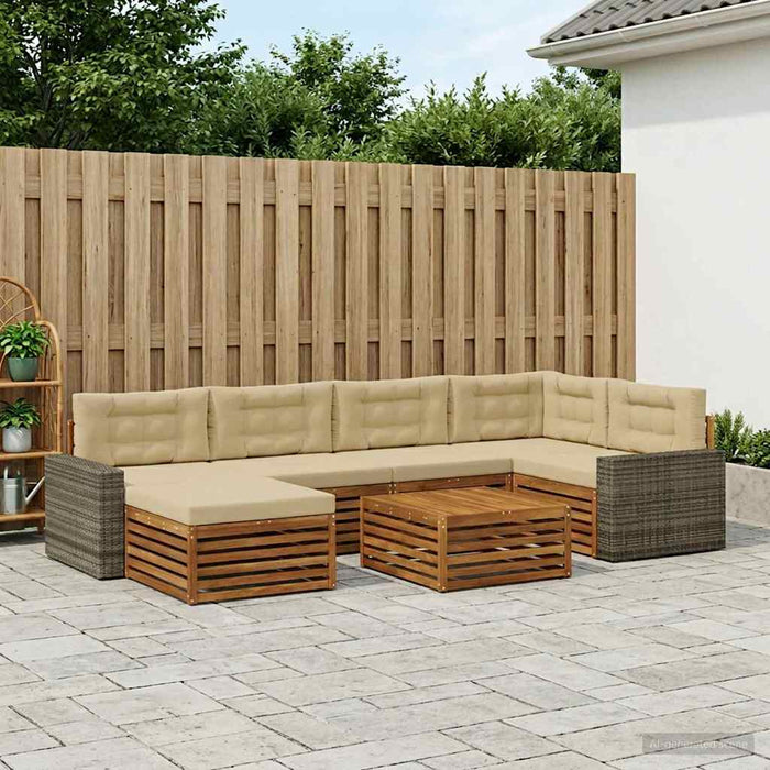 Set de canapele de exterior cu pernă 7 pcs Natural și Bej WALTI