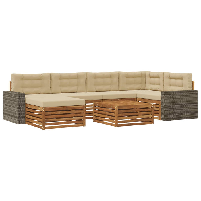 Set de canapele de exterior cu pernă 7 pcs Natural și Bej WALTI