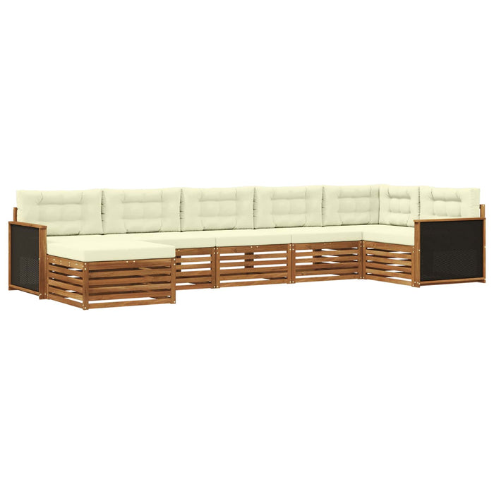 Set de canapele de exterior cu pernă 7 pcs Natural și Crem WALTI