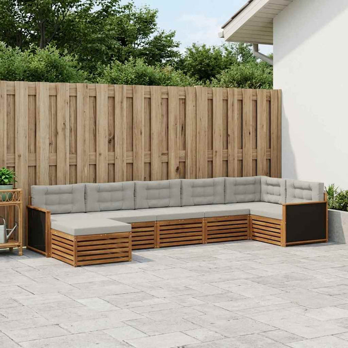 Set de canapele de exterior 7 pcs Natural și gri deschis WALTI