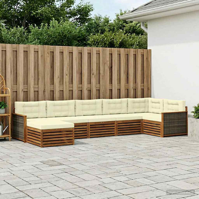 Set de canapele de exterior cu pernă 7 pcs Natural și Crem WALTI