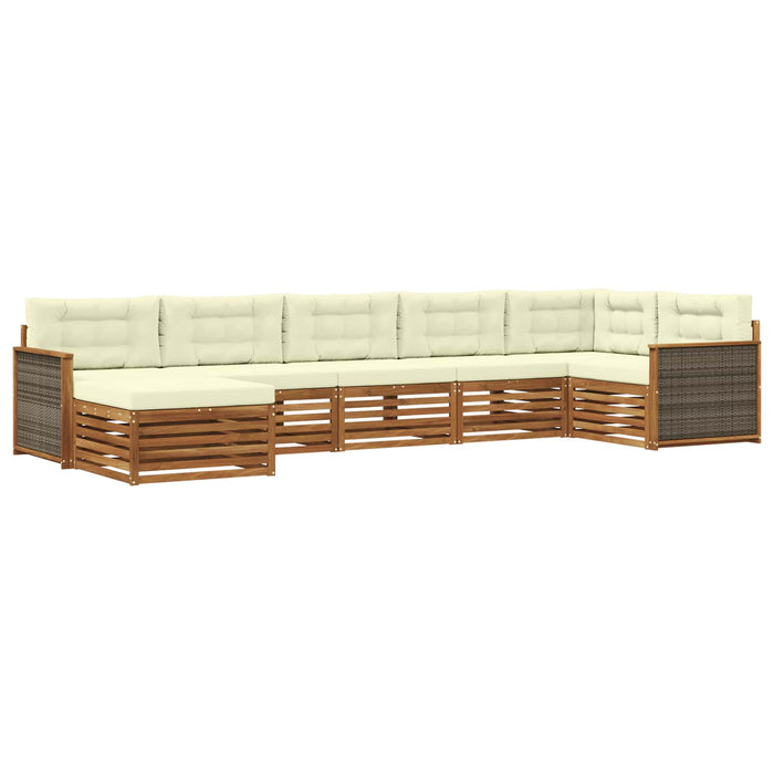 Set de canapele de exterior cu pernă 7 pcs Natural și Crem WALTI