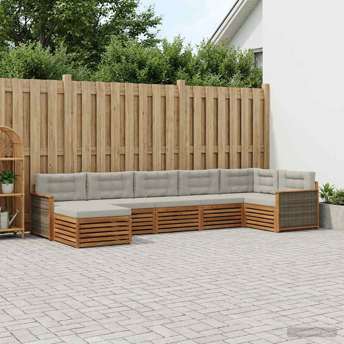 Set de canapele de exterior 7 pcs Natural și gri deschis WALTI