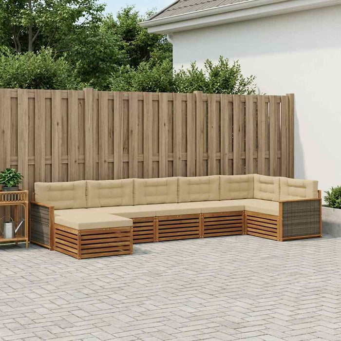 Set de canapele de exterior cu pernă 7 pcs Natural și Bej WALTI