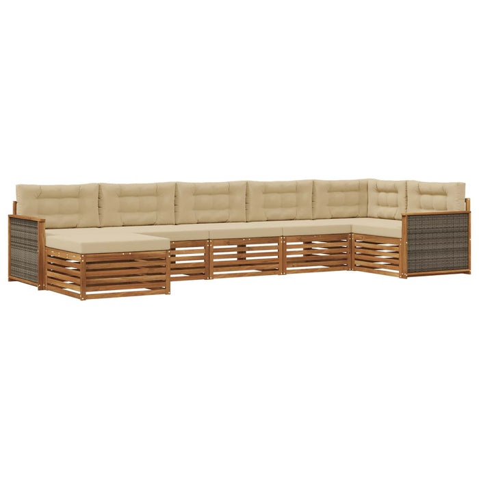 Set de canapele de exterior cu pernă 7 pcs Natural și Bej WALTI