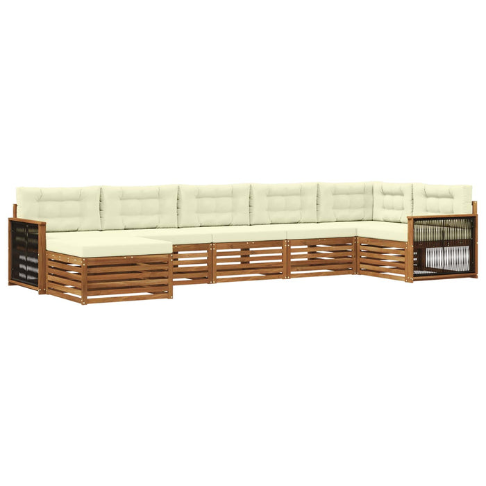 Set de canapele de exterior cu pernă 7 pcs Natural și Crem WALTI