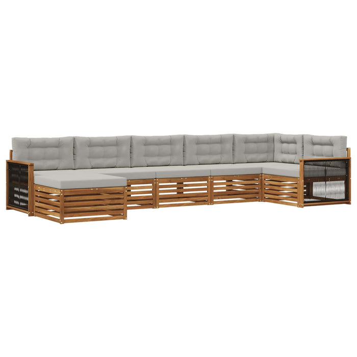 Set de canapele de exterior 7 pcs Natural și gri deschis WALTI