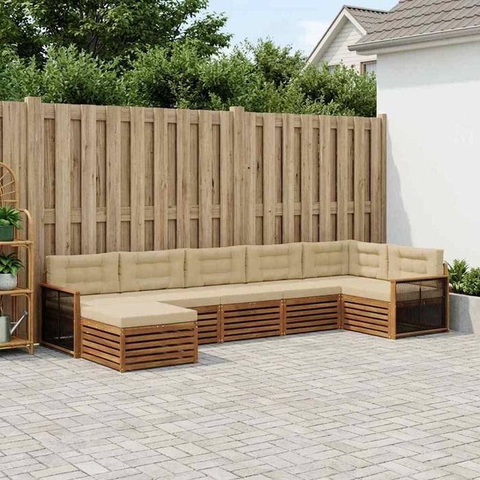 Set de canapele de exterior cu pernă 7 pcs Natural și Bej WALTI
