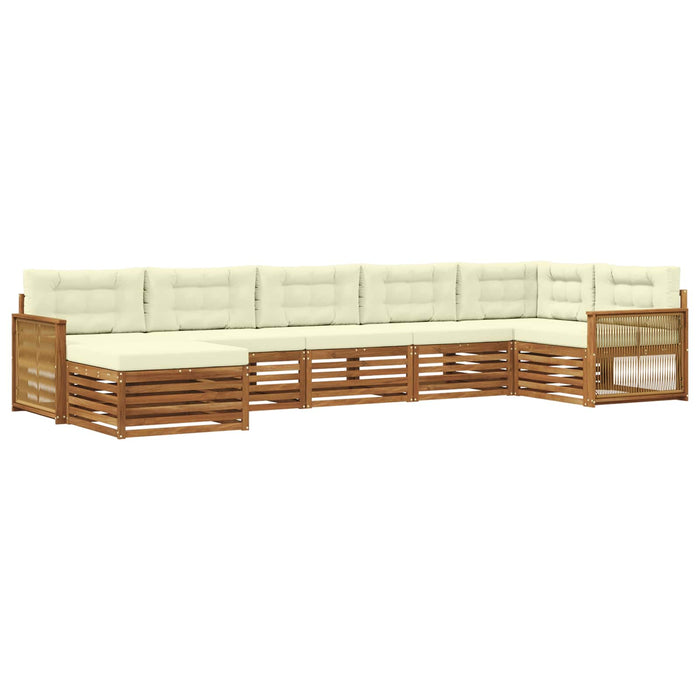 Set de canapele de exterior cu pernă 7 pcs Natural și Crem WALTI