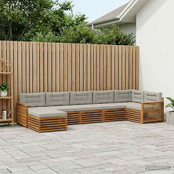 Set de canapele de exterior 7 pcs Natural și gri deschis WALTI