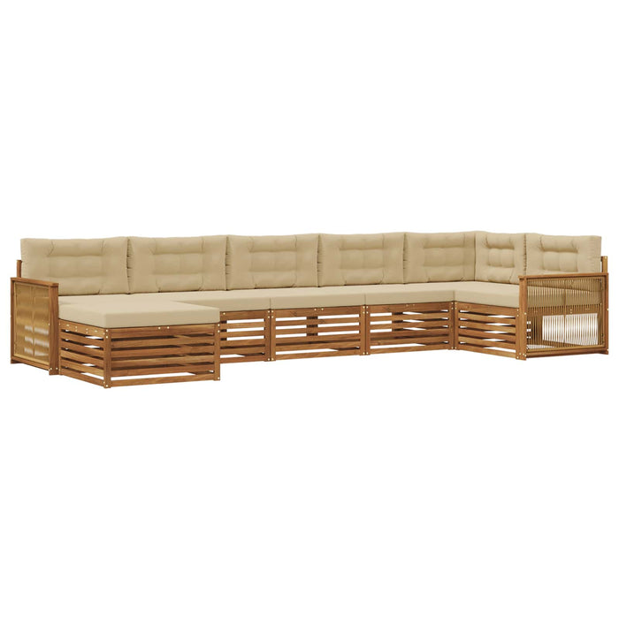 Set de canapele de exterior cu pernă 7 pcs Natural și Bej WALTI