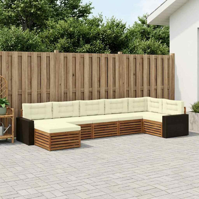 Set de canapele de exterior cu pernă 7 pcs Natural și Crem WALTI