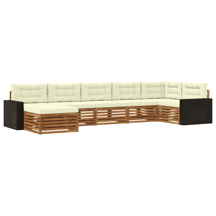 Set de canapele de exterior cu pernă 7 pcs Natural și Crem WALTI
