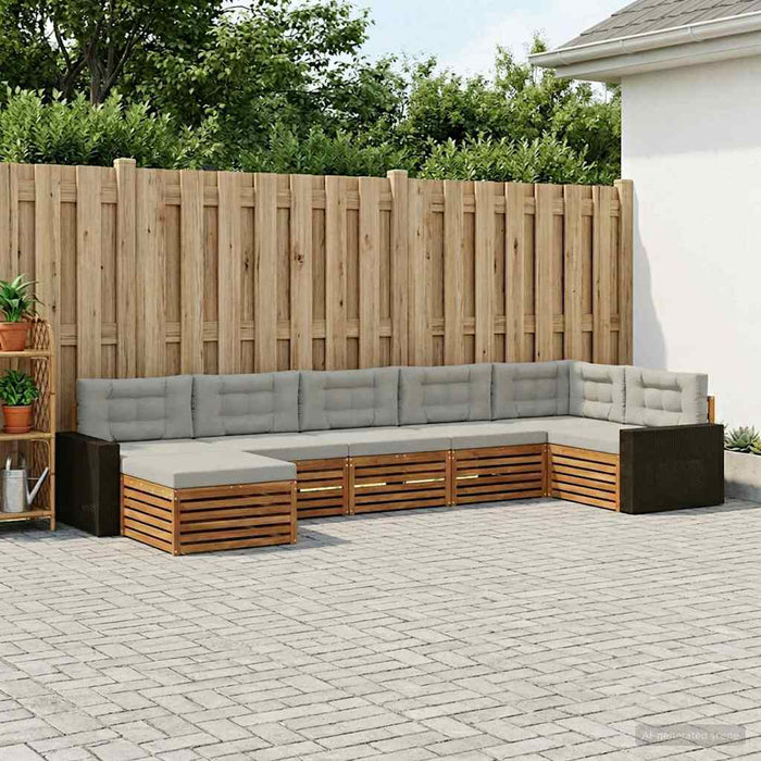 Set de canapele de exterior 7 pcs Natural și gri deschis WALTI