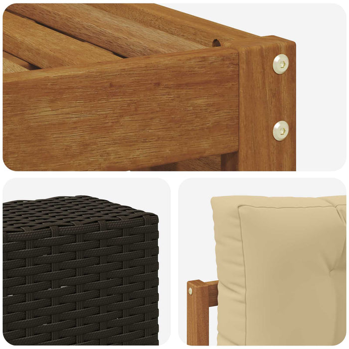 Set de canapele de exterior cu pernă 7 pcs Natural și Bej WALTI