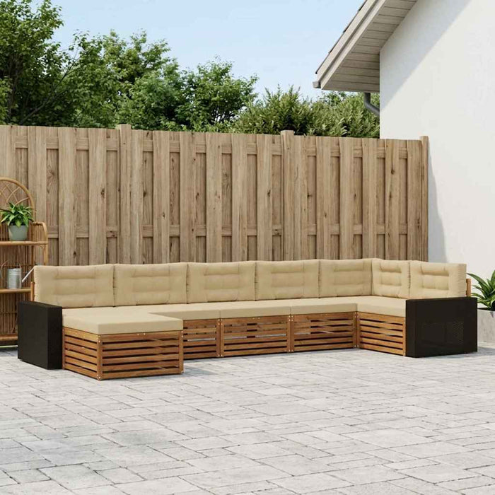 Set de canapele de exterior cu pernă 7 pcs Natural și Bej WALTI