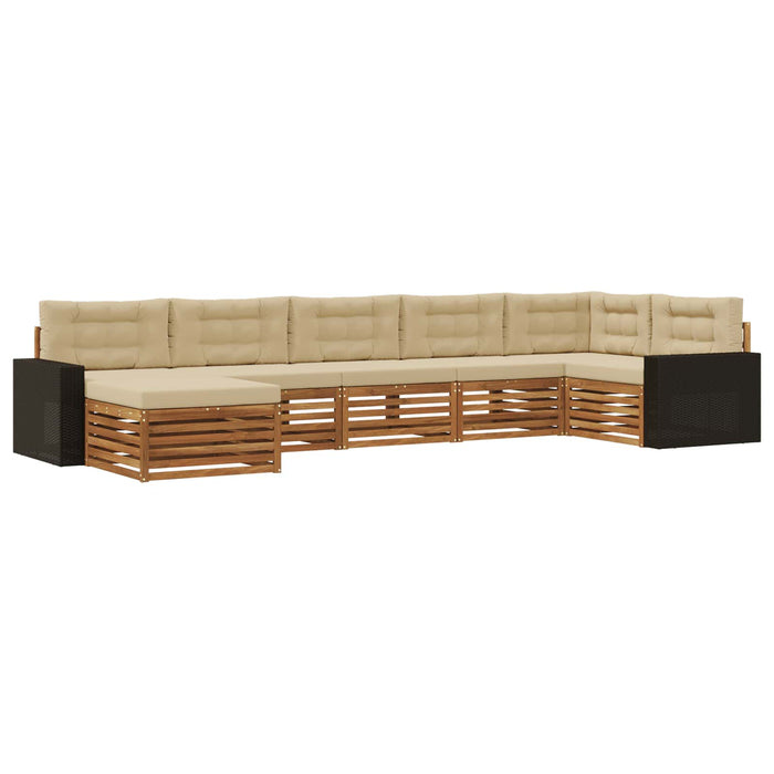 Set de canapele de exterior cu pernă 7 pcs Natural și Bej WALTI
