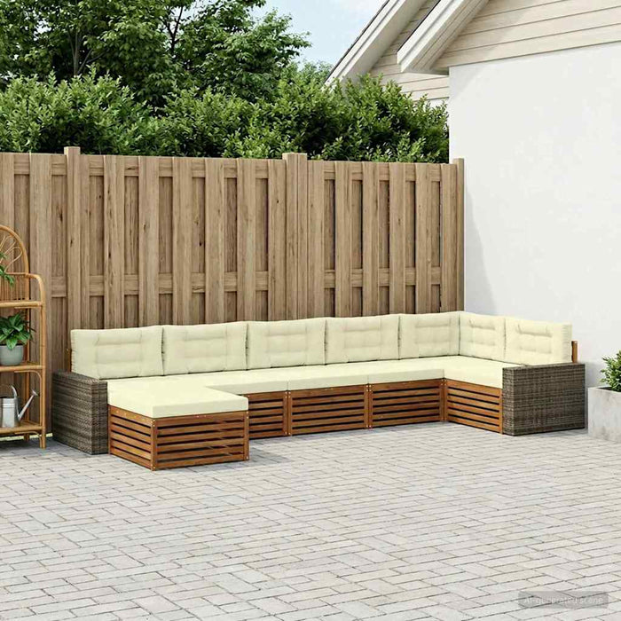 Set de canapele de exterior cu pernă 7 pcs Natural și Crem WALTI