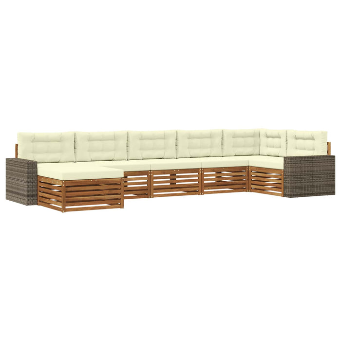 Set de canapele de exterior cu pernă 7 pcs Natural și Crem WALTI