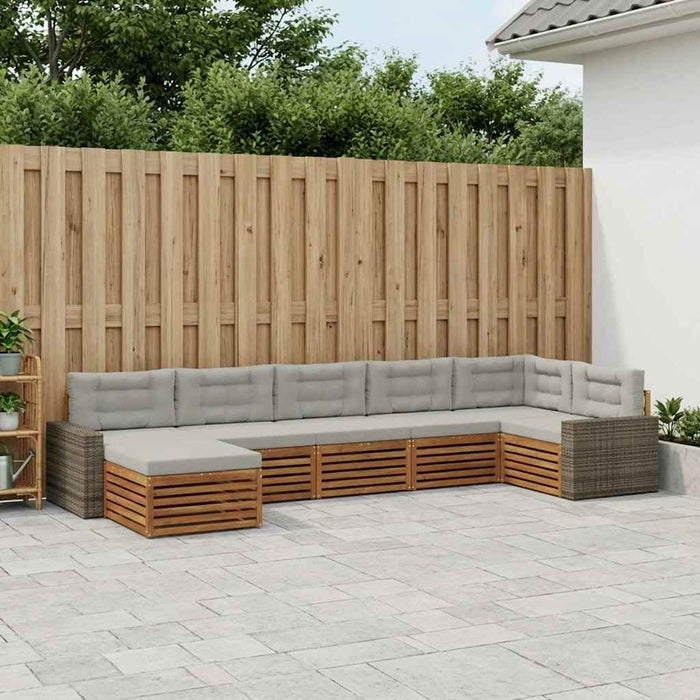 Set de canapele de exterior 7 pcs Natural și gri deschis WALTI