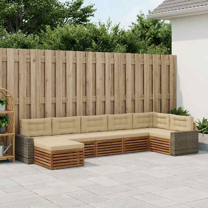 Set de canapele de exterior cu pernă 7 pcs Natural și Bej WALTI