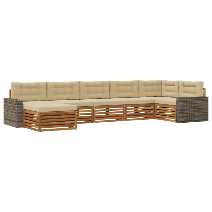 Set de canapele de exterior cu pernă 7 pcs Natural și Bej WALTI