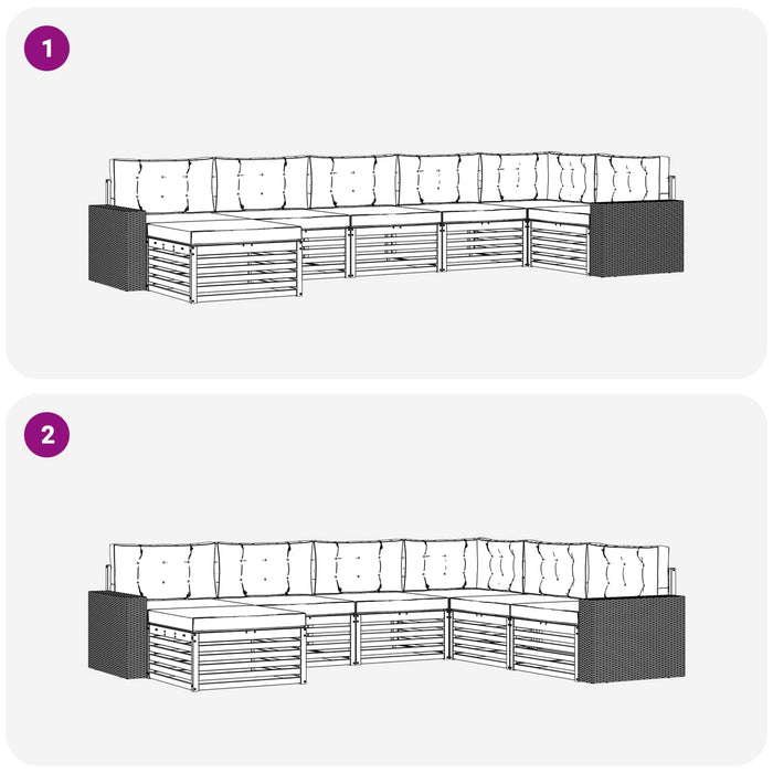 Set de canapele de exterior cu pernă 7 pcs Natural și Bej WALTI