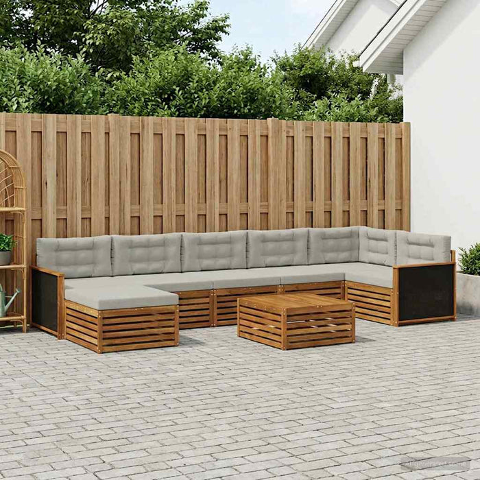 Set de canapele de exterior 8 pcs Natural și gri deschis WALTI