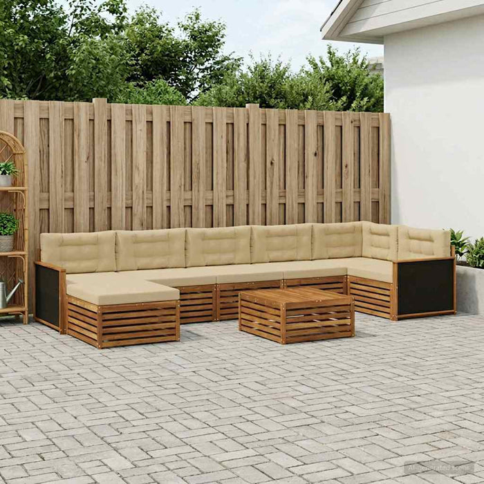 Set de canapele de exterior cu pernă 8 pcs Natural și Bej WALTI