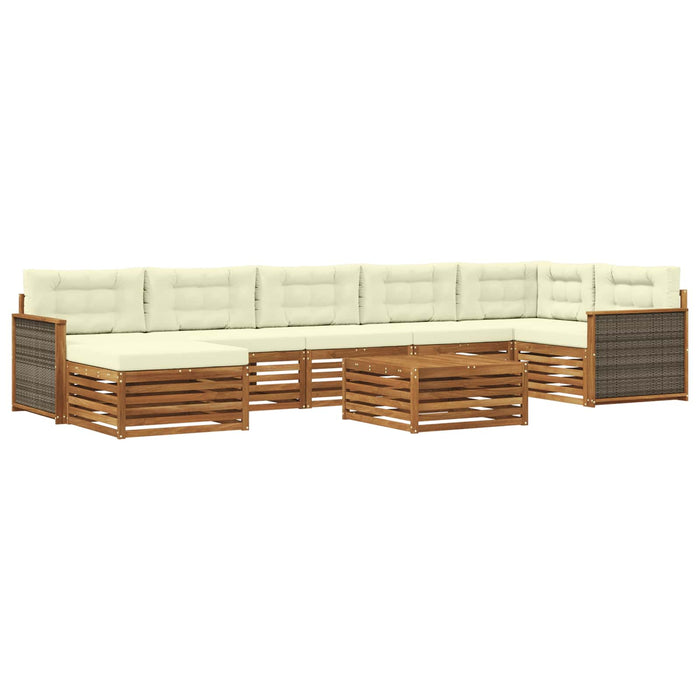 Set de canapele de exterior cu pernă 8 pcs Natural și Crem WALTI