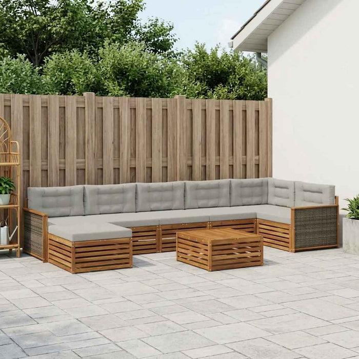 Set de canapele de exterior 8 pcs Natural și gri deschis WALTI