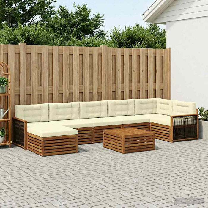 Set de canapele de exterior cu pernă 8 pcs Natural și Crem WALTI