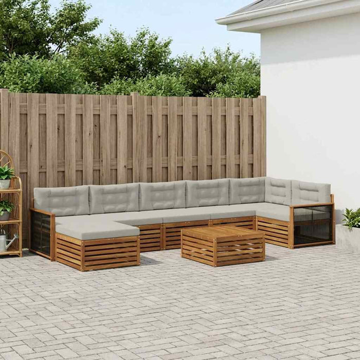 Set de canapele de exterior 8 pcs Natural și gri deschis WALTI