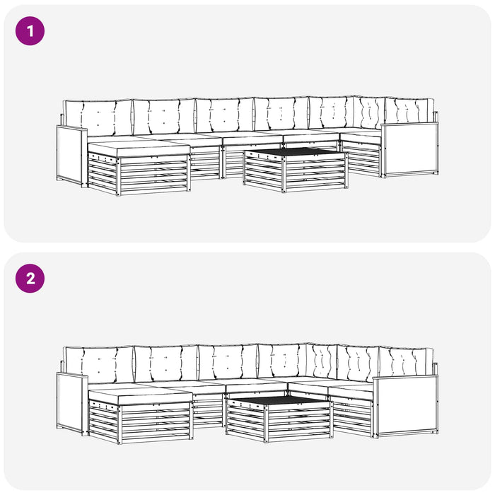 Set de canapele de exterior cu pernă 8 pcs Natural și Antracit WALTI