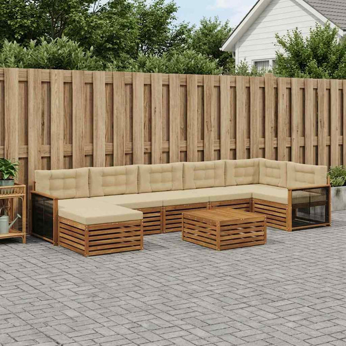 Set de canapele de exterior cu pernă 8 pcs Natural și Bej WALTI