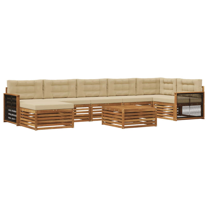Set de canapele de exterior cu pernă 8 pcs Natural și Bej WALTI