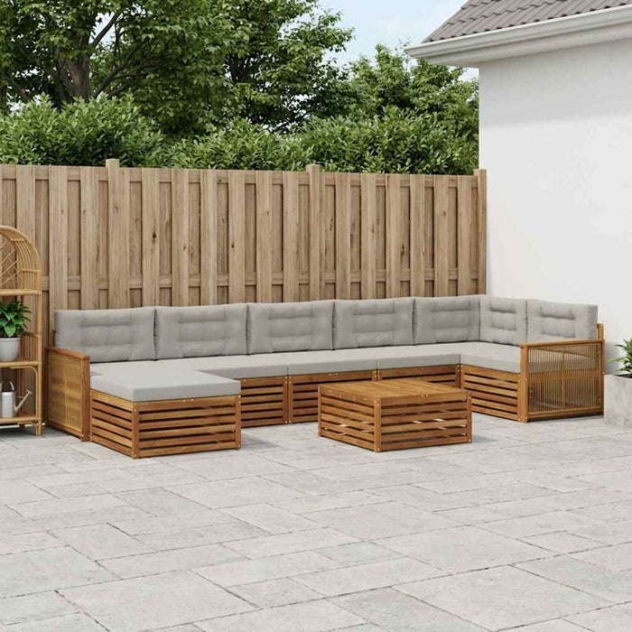 Set de canapele de exterior 8 pcs Natural și gri deschis WALTI