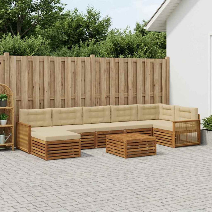 Set de canapele de exterior cu pernă 8 pcs Natural și Bej WALTI