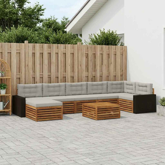 Set de canapele de exterior 8 pcs Natural și gri deschis WALTI