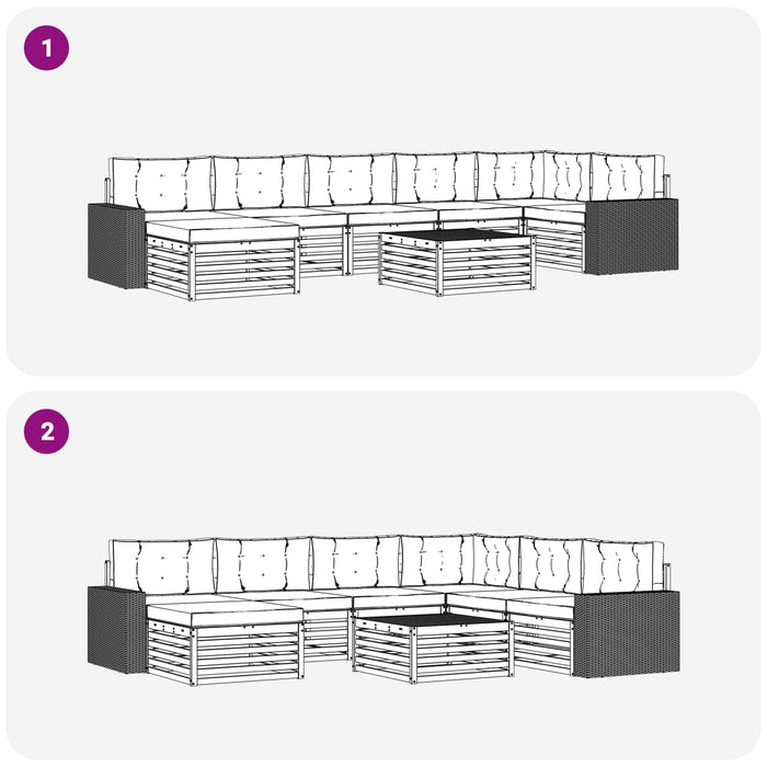 Set de canapele de exterior cu pernă 8 pcs Natural și Bej WALTI