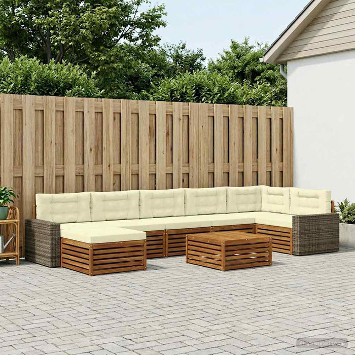 Set de canapele de exterior cu pernă 8 pcs Natural și Crem WALTI