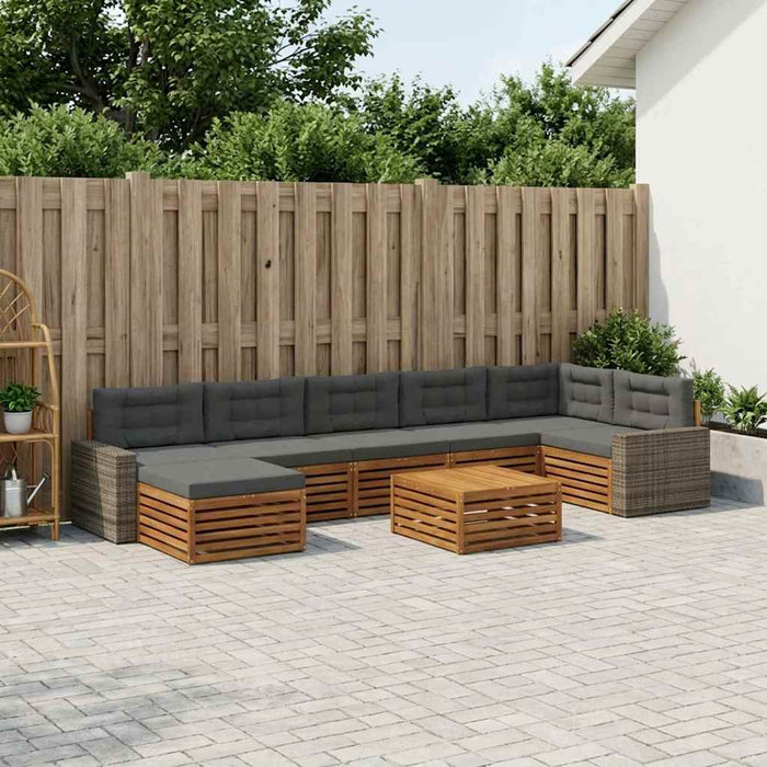 Set de canapele de exterior cu pernă 8 pcs Natural și Antracit WALTI