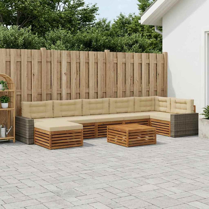 Set de canapele de exterior cu pernă 8 pcs Natural și Bej WALTI