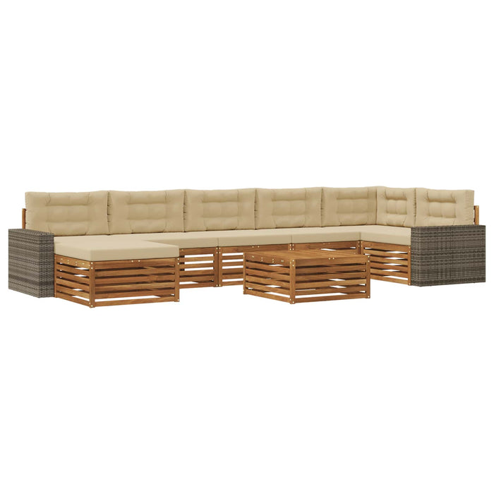 Set de canapele de exterior cu pernă 8 pcs Natural și Bej WALTI