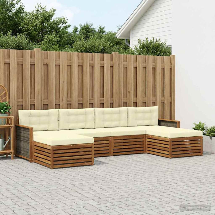 Seturi de canapele cu pernă 6 pcs Lemn Solid de Acacia WALTI