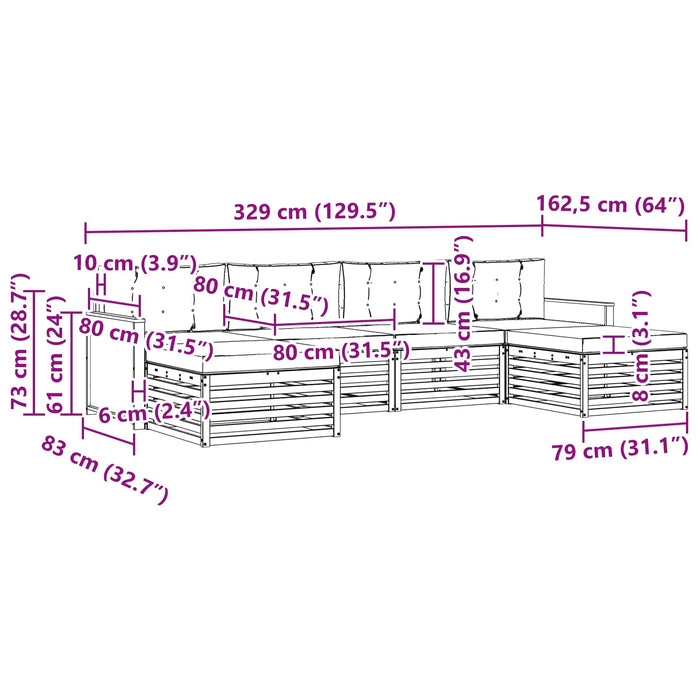 Seturi de canapele cu pernă 6 pcs Lemn Solid de Acacia WALTI