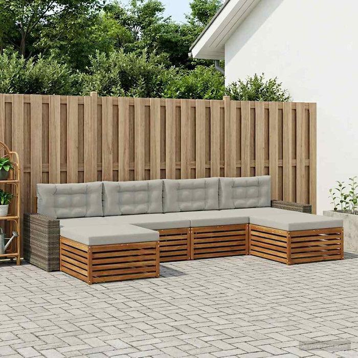 Seturi de canapele cu pernă 6 pcs Lemn Solid de Acacia WALTI